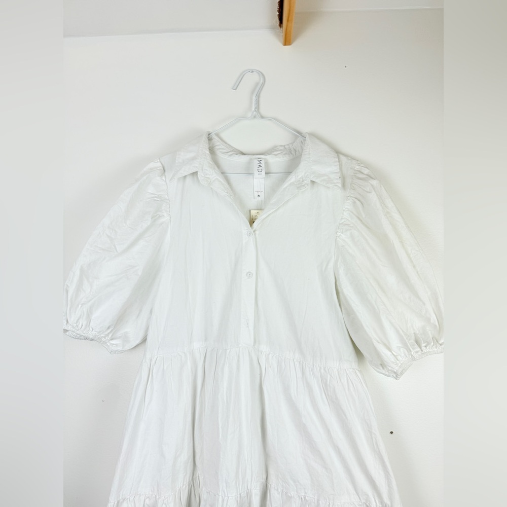 NWT Anthropologie AMADI Poplin Cordelia Puff Sleeve Minimalist Tiered Shirtdress - Picture 6 of 9
